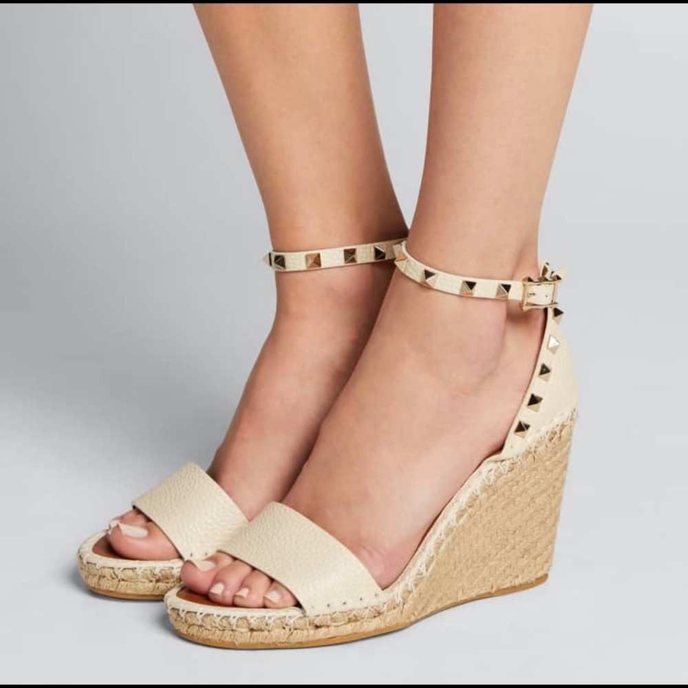 VALENTINO Rockstud Espadrille Wedge